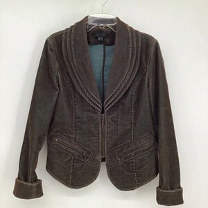 Sao Paulo Women’s Corduroy Zip Moto Style Jacket Blazer Brown/Teal Size 6